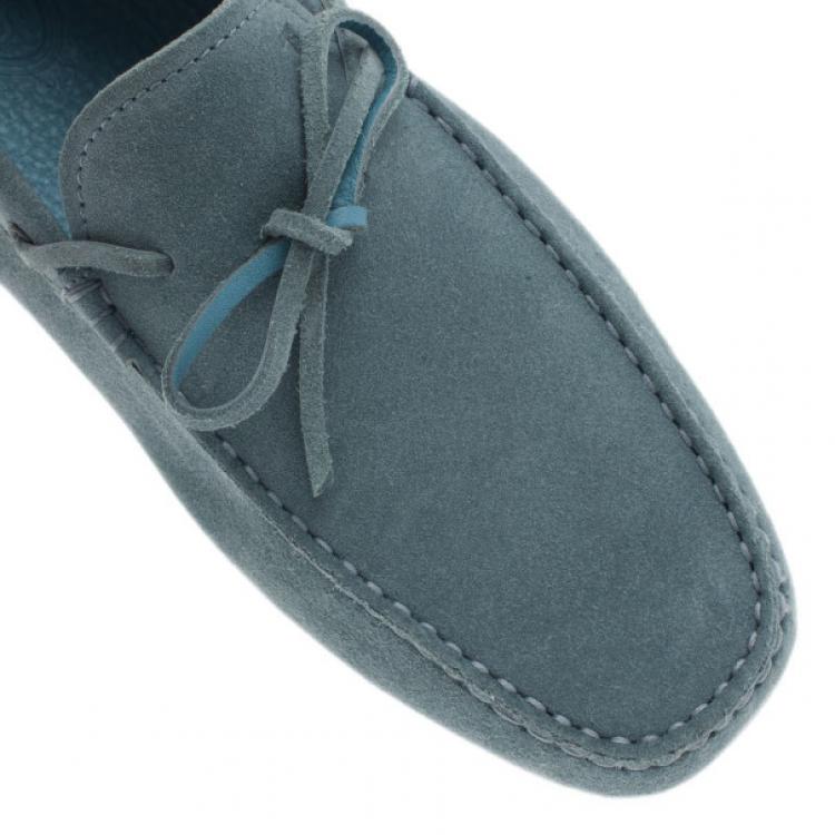 Pre Owned Tod's Sky Blue Suede Bow Loafers Size 42.5