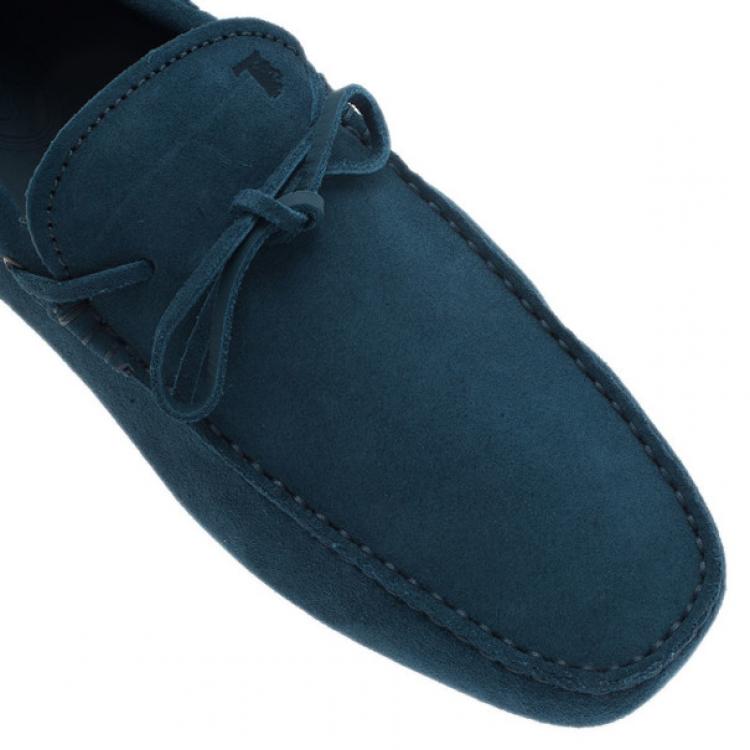 Pre Owned Tod's Blue Suede Bow Loafers Size 43.5
