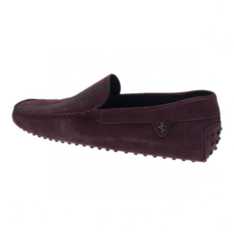 Pre Owned Tod’s for Ferrari Brown Suede Limited Edition Gommino Loafers Size 42.5
