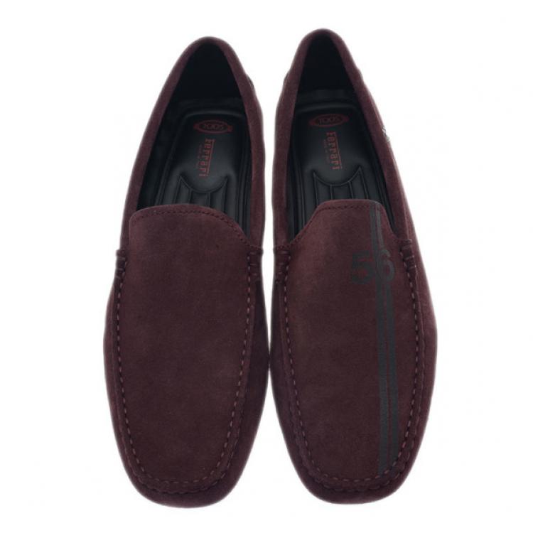 Pre Owned Tod’s for Ferrari Brown Suede Limited Edition Gommino Loafers Size 42.5