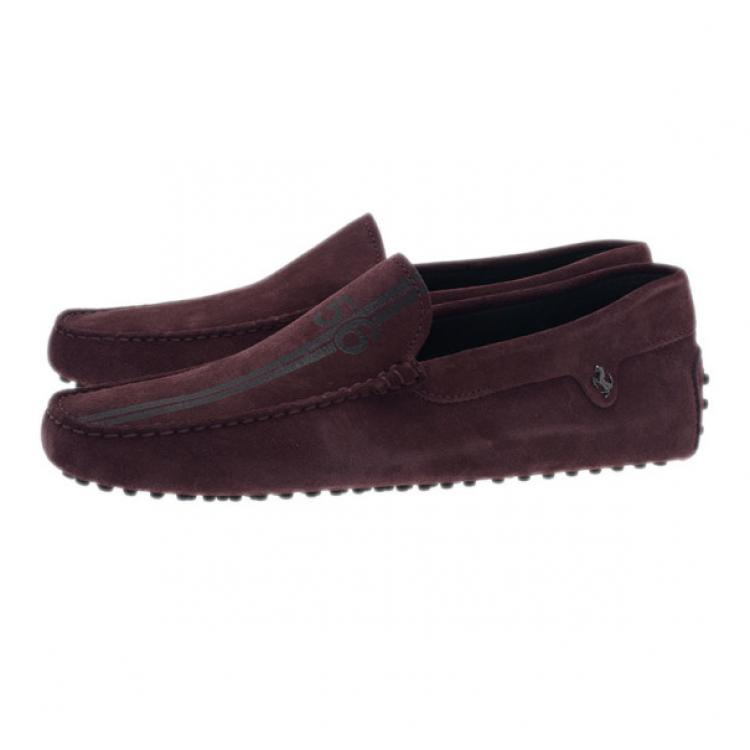 Pre Owned Tod’s for Ferrari Brown Suede Limited Edition Gommino Loafers Size 42.5