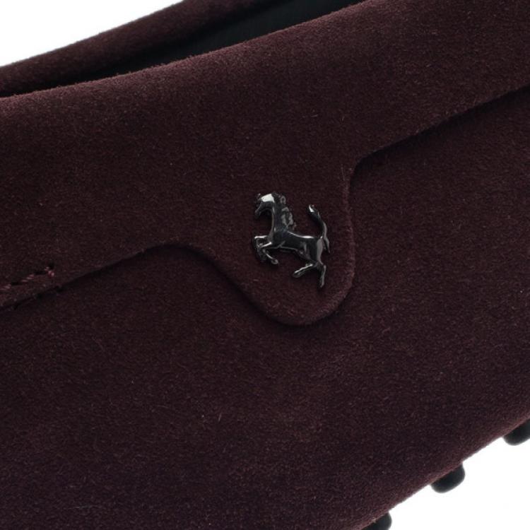 Pre Owned Tod’s for Ferrari Brown Suede Limited Edition Gommino Loafers Size 42.5