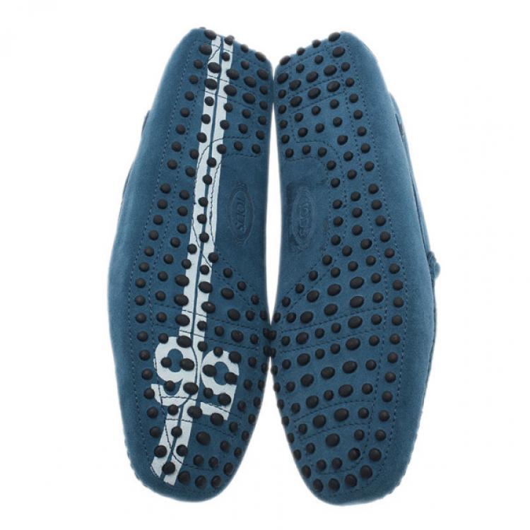 Pre Owned Tod’s for Ferrari Blue Suede Limited Edition Gommino Loafers Size 42