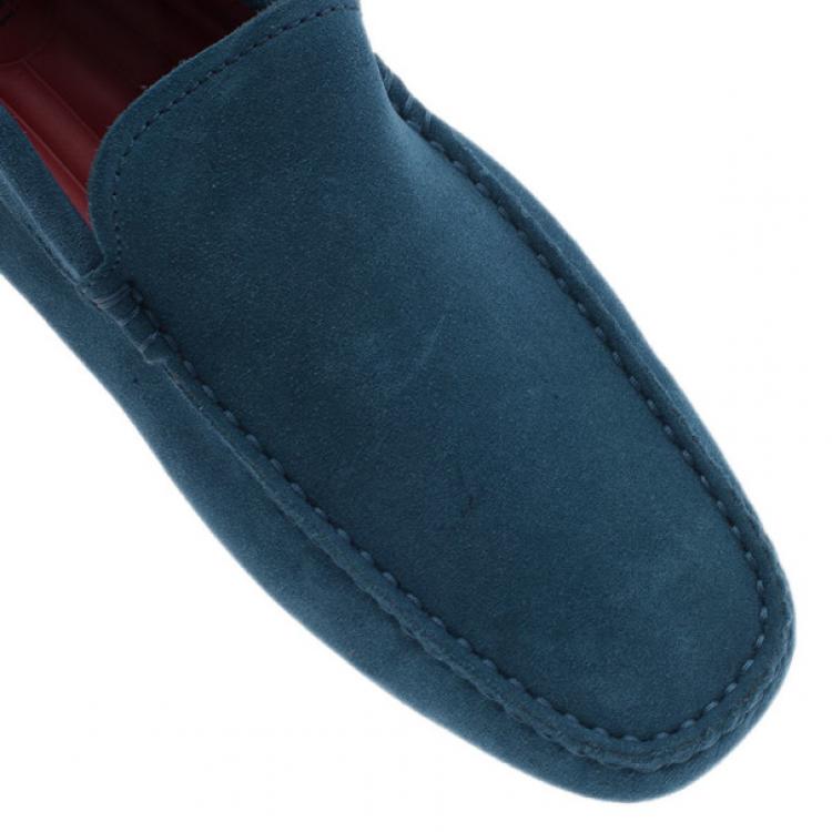 Pre Owned Tod’s for Ferrari Blue Suede Limited Edition Gommino Loafers Size 42