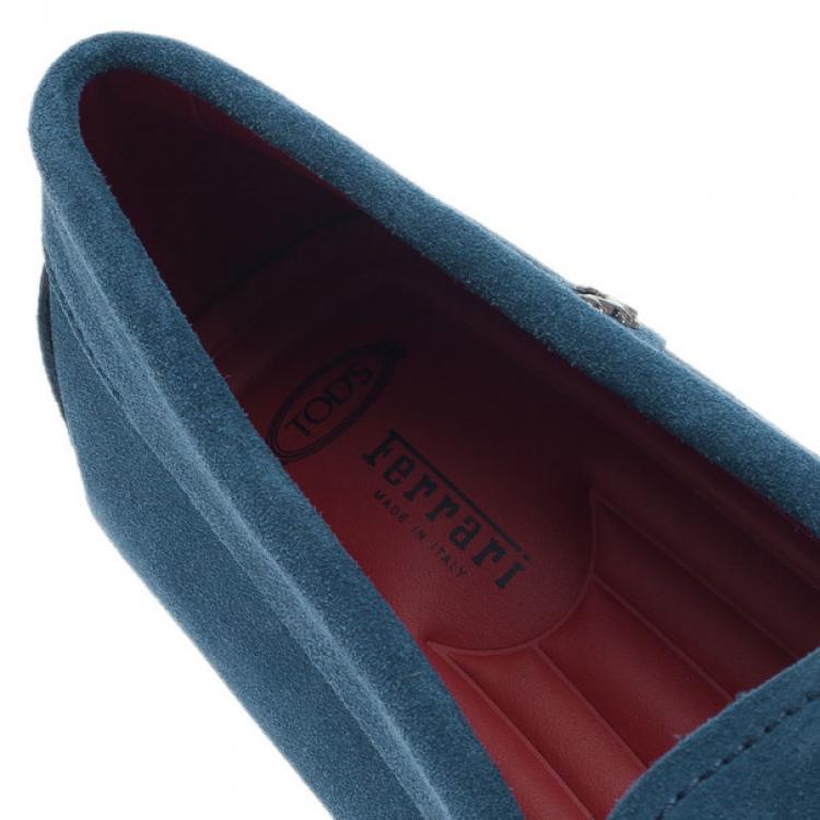 Pre Owned Tod’s for Ferrari Blue Suede Limited Edition Gommino Loafers Size 42