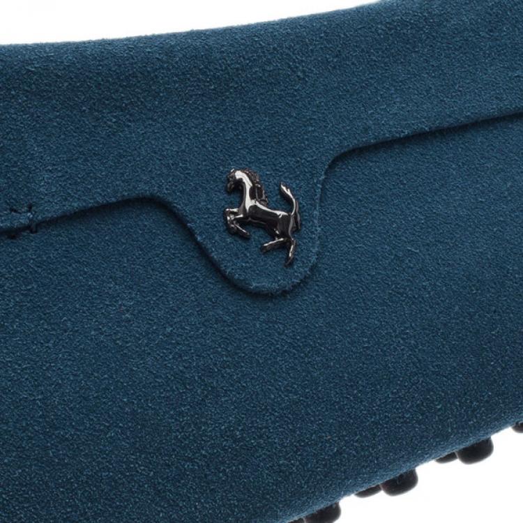 Pre Owned Tod’s for Ferrari Blue Suede Limited Edition Gommino Loafers Size 42