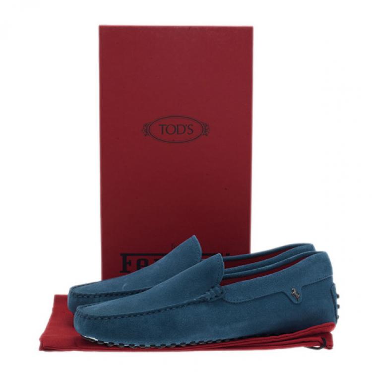 Pre Owned Tod’s for Ferrari Blue Suede Limited Edition Gommino Loafers Size 42