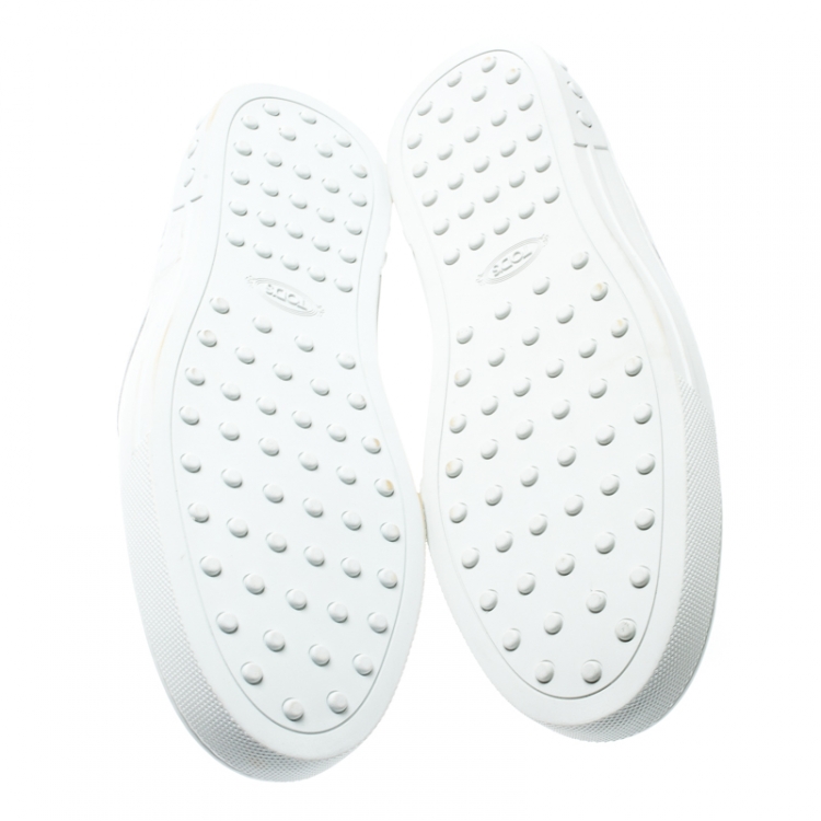Pre Owned Tod's White Leather Dragon Print Slip On Sneakers Size 44