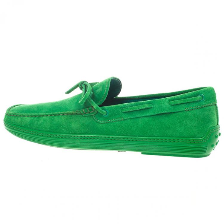 Pre Owned Tod's Green Suede Bow Loafers Size 44