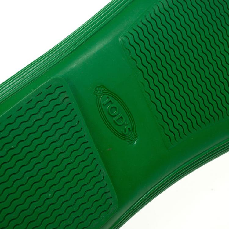 Pre Owned Tod's Green Suede Bow Loafers Size 44