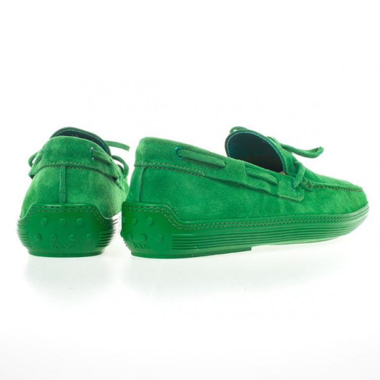 Pre Owned Tod's Green Suede Bow Loafers Size 44