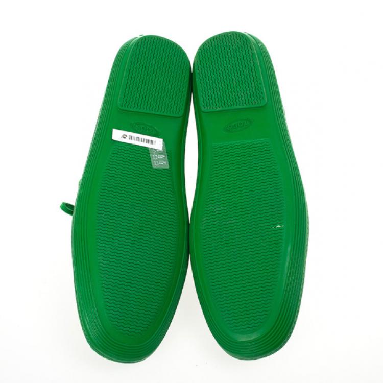 Pre Owned Tod's Green Suede Bow Loafers Size 44