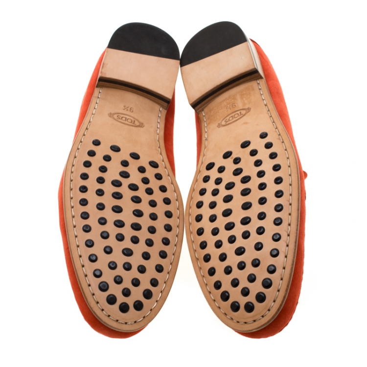 Pre Owned Tod's Orange Suede Penny Loafers Size 44