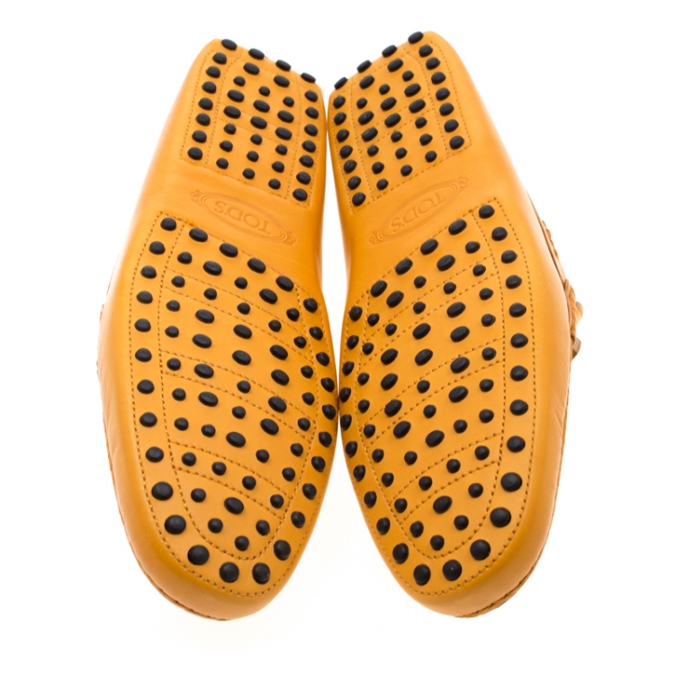 Pre Owned Tod's Yellow Leather Loafers Size 45