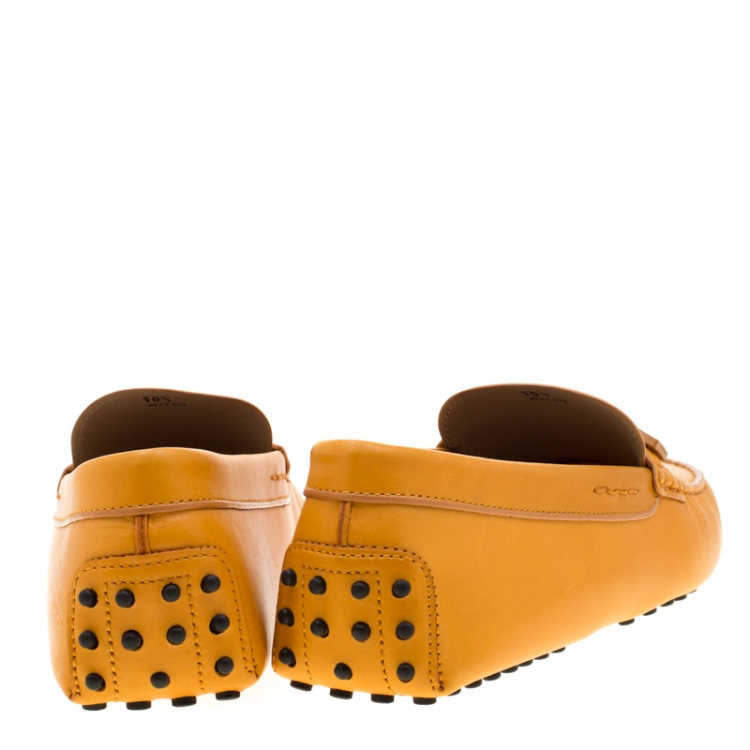 Pre Owned Tod's Yellow Leather Loafers Size 45