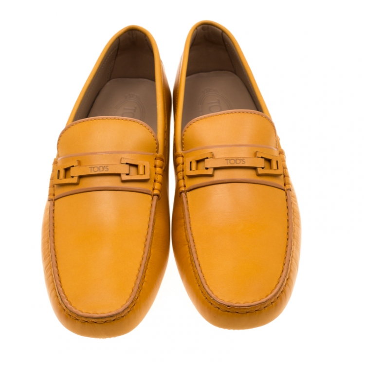 Pre Owned Tod's Yellow Leather Loafers Size 45