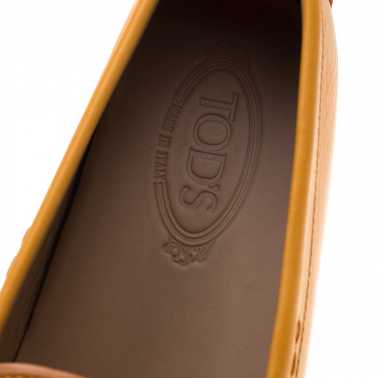 Pre Owned Tod's Yellow Leather Loafers Size 45