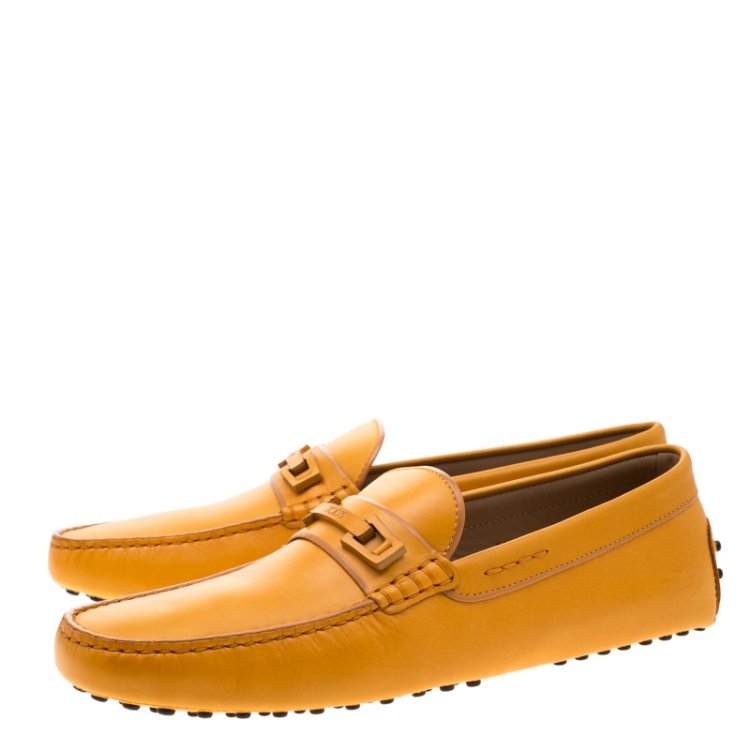 Pre Owned Tod's Yellow Leather Loafers Size 45
