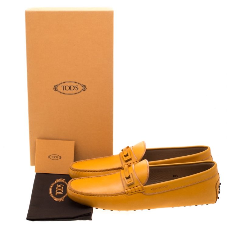 Pre Owned Tod's Yellow Leather Loafers Size 45