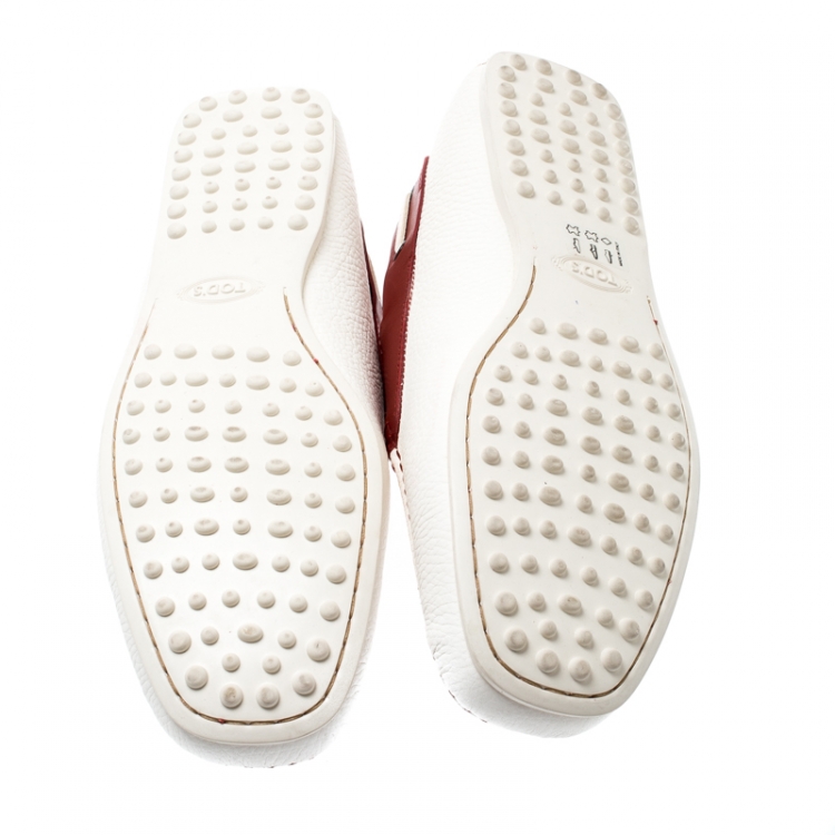 Pre Owned Tod's For Ferrari Two Tone Leather Boat Loafers Size 44