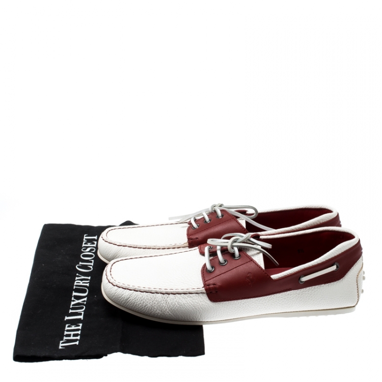 Pre Owned Tod's For Ferrari Two Tone Leather Boat Loafers Size 44