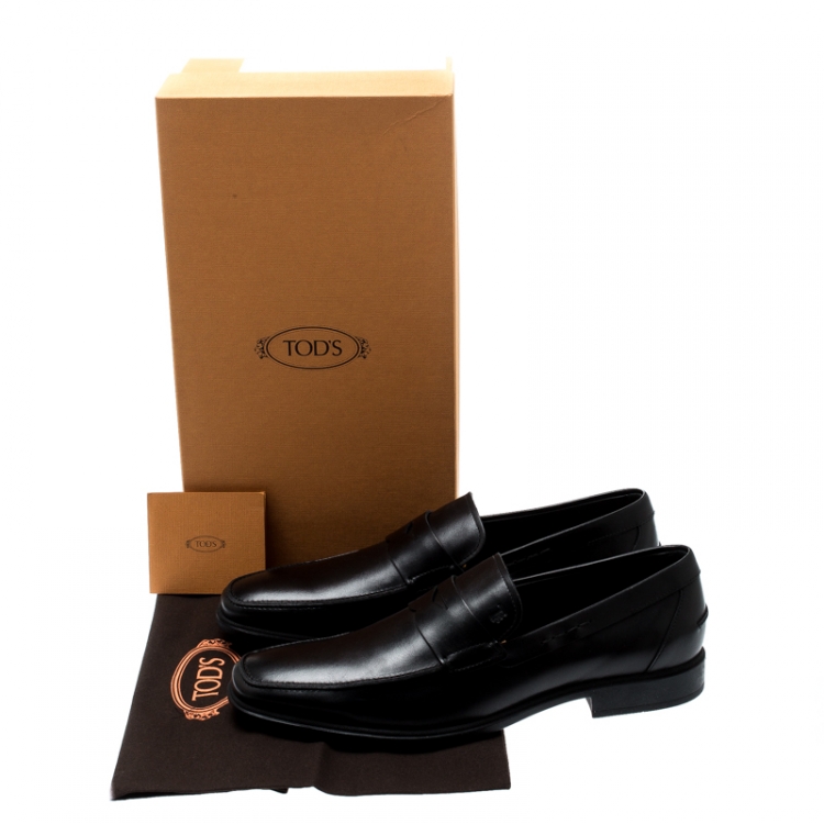 Pre Owned Tod’s Black Leather Penny Loafers Size 42.5