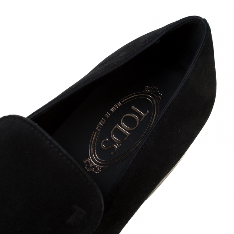 Pre Owned Tod's Black Suede Loafers Size 43