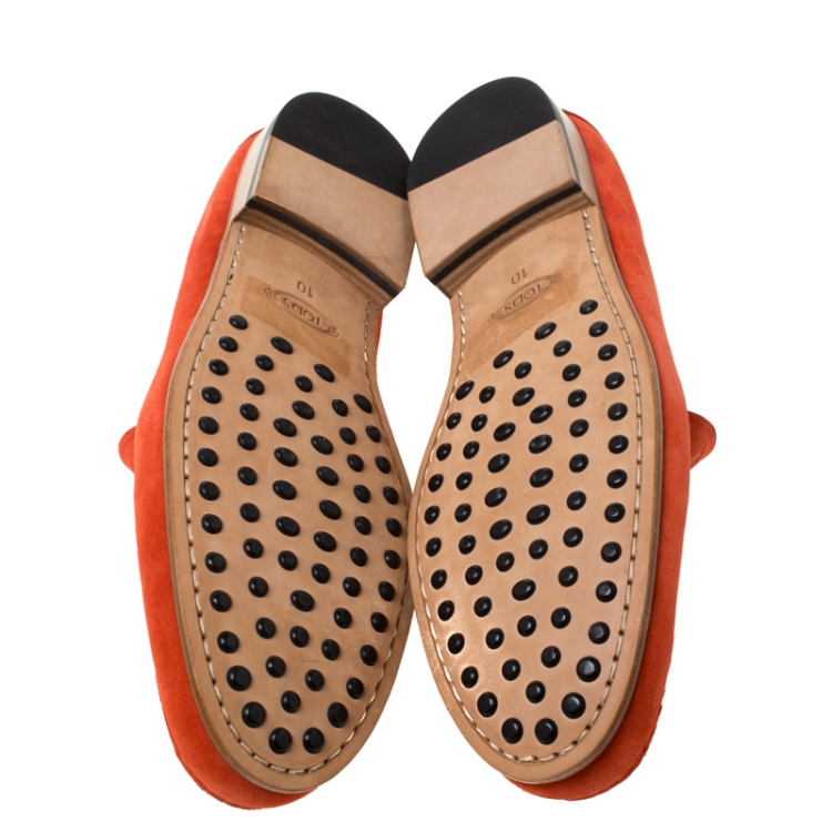مملوكة مسبقًا Tod's Orange Suede Penny Loafers Size 44.5