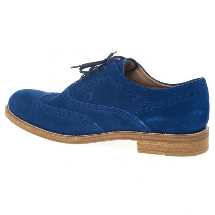 مملوكة مسبقًا Tod's Blue Suede Brogue Oxfords Size 43.5