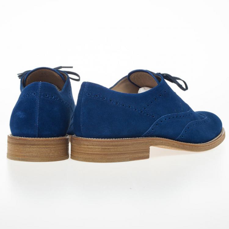 مملوكة مسبقًا Tod's Blue Suede Brogue Oxfords Size 43.5