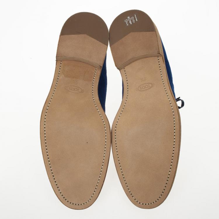 مملوكة مسبقًا Tod's Blue Suede Brogue Oxfords Size 43.5