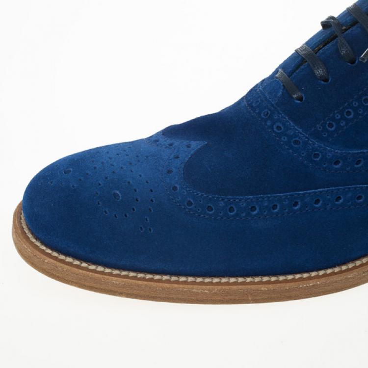 مملوكة مسبقًا Tod's Blue Suede Brogue Oxfords Size 43.5