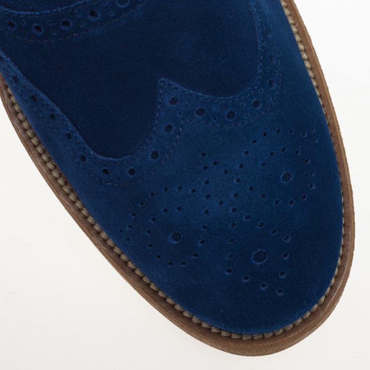 مملوكة مسبقًا Tod's Blue Suede Brogue Oxfords Size 43.5
