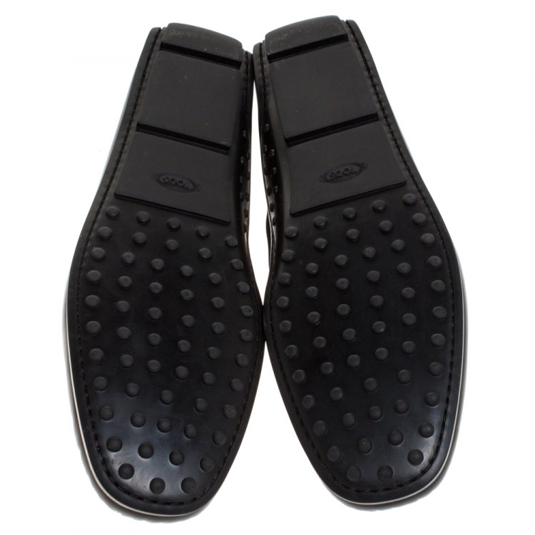 Pre Owned Tod's Black Leather Slip On Loafers Size 43