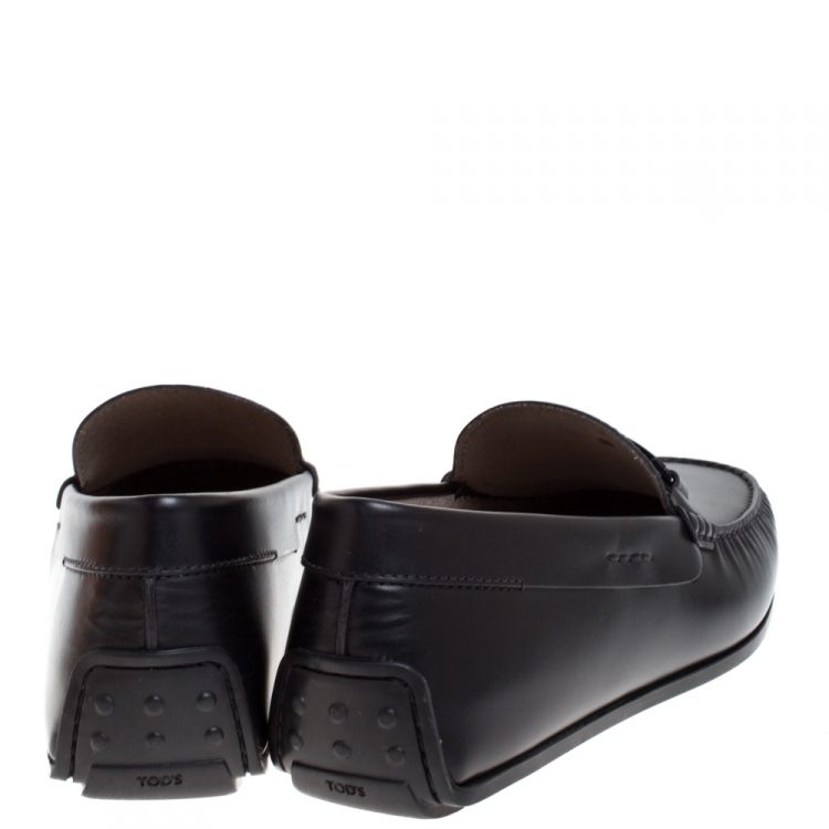Pre Owned Tod's Black Leather Slip On Loafers Size 43