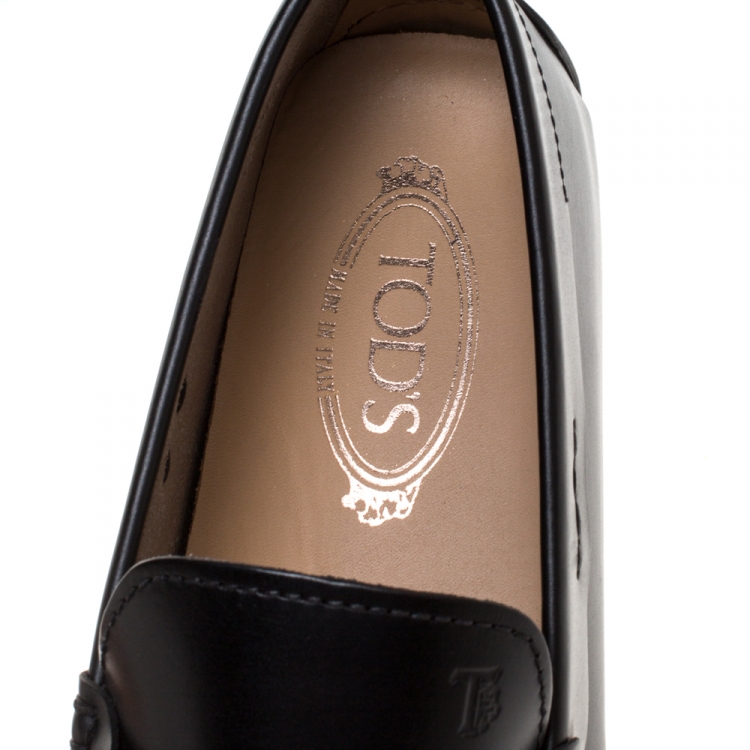 Pre Owned Tod's Black Leather Slip On Loafers Size 43