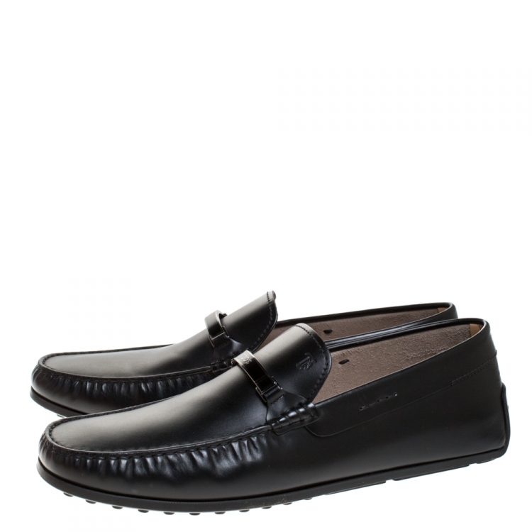Pre Owned Tod's Black Leather Slip On Loafers Size 43