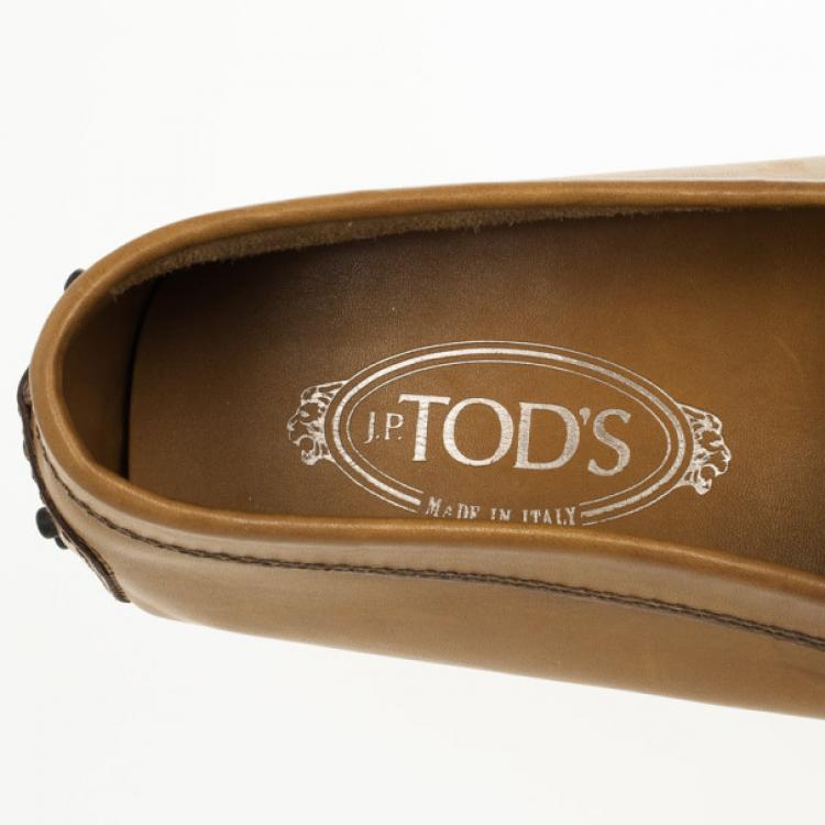 Pre Owned Tod's Brown Leather Gommino Moccasins Size 46