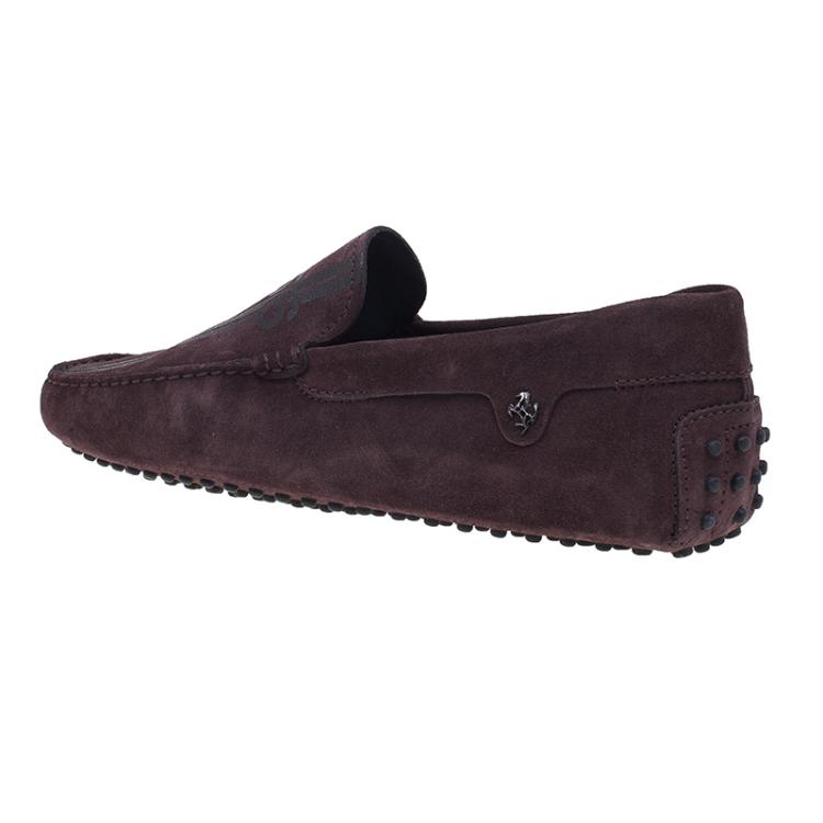 Pre Owned Tod’s for Ferrari Brown Suede No.56 Limited Edition Gommino Loafers Size 42.5
