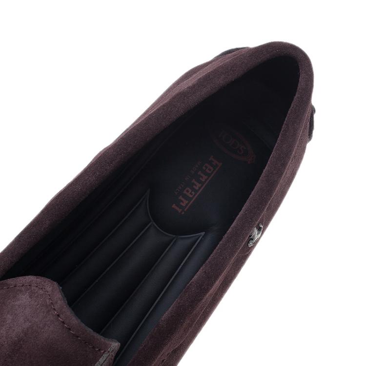 Pre Owned Tod’s for Ferrari Brown Suede No.56 Limited Edition Gommino Loafers Size 42.5