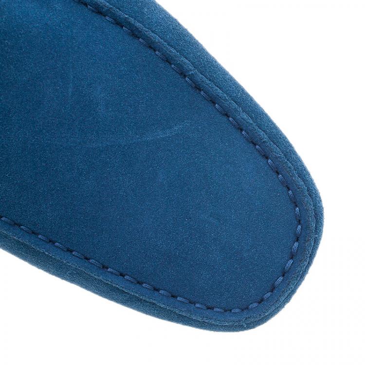 Pre Owned Tod's for Ferrari Blue Suede Limited Edition Gommino Loafers Size 43