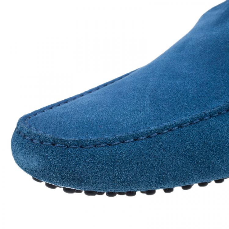 Pre Owned Tod's for Ferrari Blue Suede Limited Edition Gommino Loafers Size 43