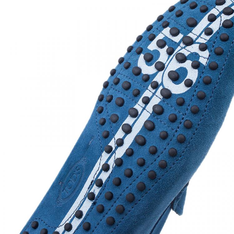 Pre Owned Tod's for Ferrari Blue Suede Limited Edition Gommino Loafers Size 43