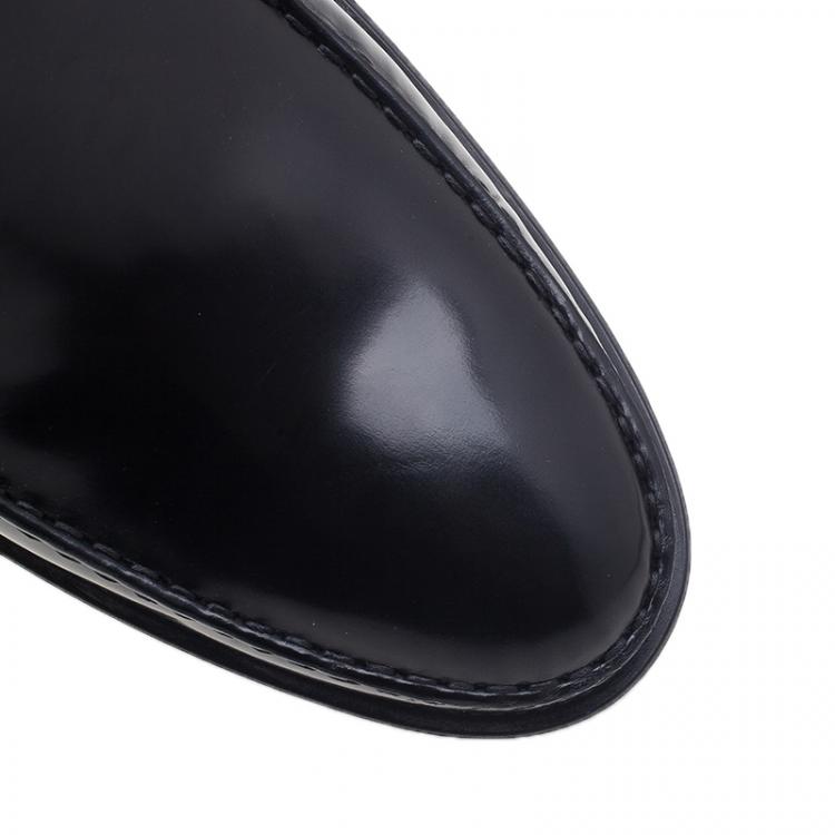 Pre Owned Tod's Black Leather Slip On Loafers Size 45.5