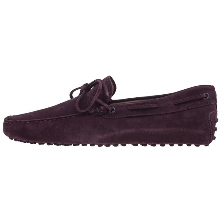 Pre Owned Tod's Purple Suede Bow Loafers Size 43