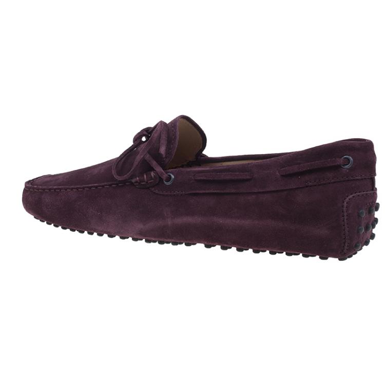 Pre Owned Tod's Purple Suede Bow Loafers Size 43