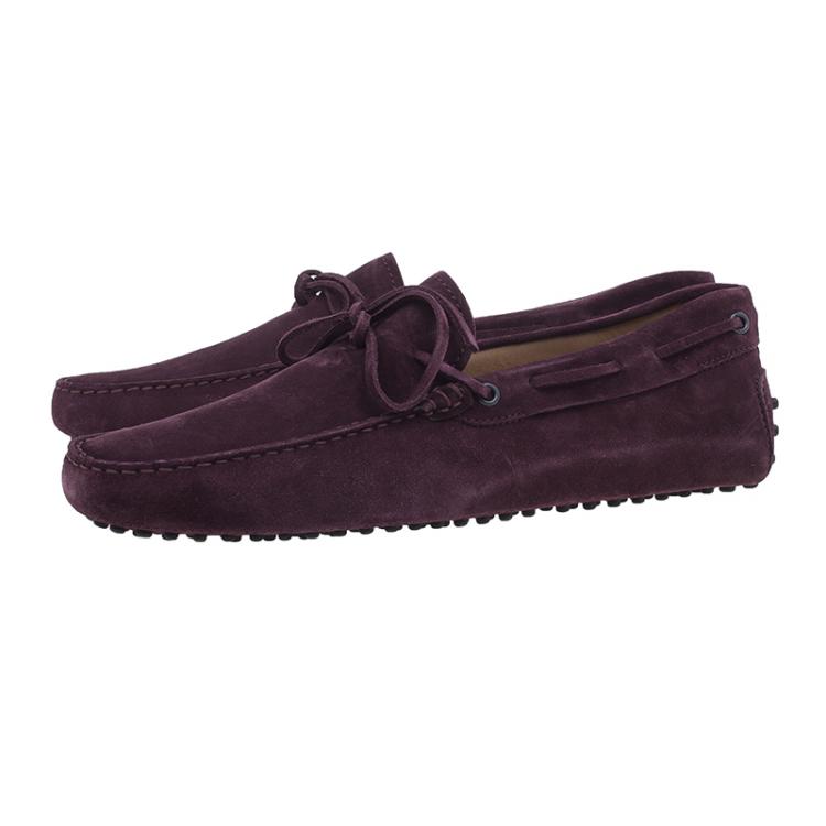 Pre Owned Tod's Purple Suede Bow Loafers Size 43