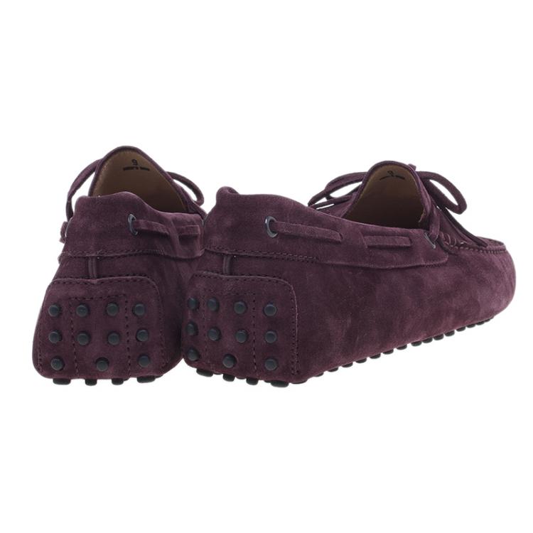 Pre Owned Tod's Purple Suede Bow Loafers Size 43