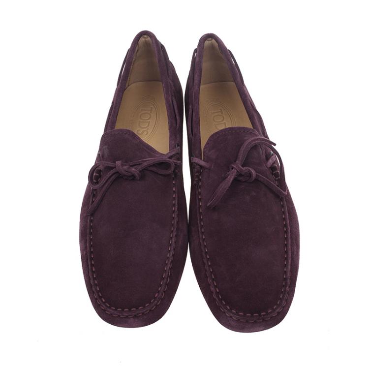Pre Owned Tod's Purple Suede Bow Loafers Size 43