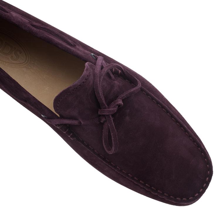 Pre Owned Tod's Purple Suede Bow Loafers Size 43